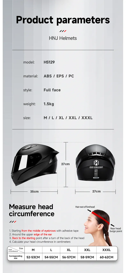 HNJ Full-Face Motorcycle Helmet by KingsMotorcycleFairings.com
