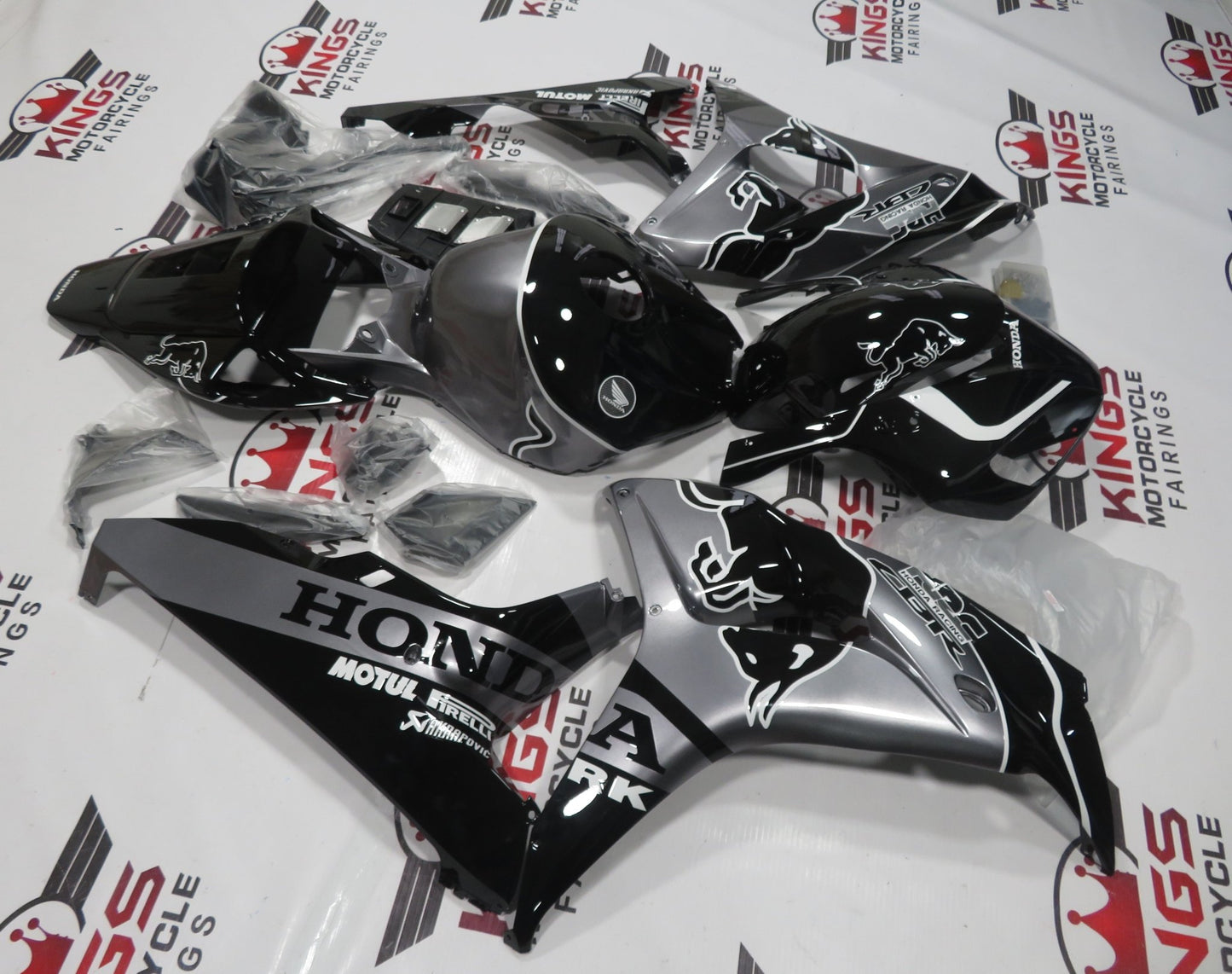 Honda CBR1000RR (2006-2007) Black, Silver & White RedBull Fairings at KingsMotorcycleFairings.com