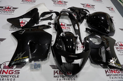 HONDA CBR1100XX Super Blackbird (1996-2007) METALLIC BLACK, CHROME & YELLOW FAIRINGS at KingsMotorcycleFairings.com