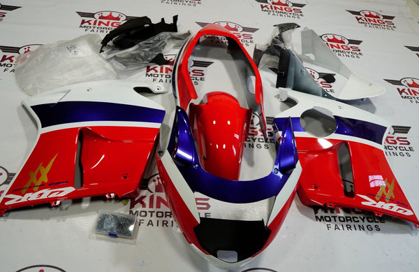 Red, White, Blue and Gold Fairing Kit for a 1996, 1997, 1998, 1999, 2000, 2001, 2002, 2003, 2004, 2005, 2006 & 2007 Honda CBR1100XX Super Blackbird motorcycle by KingsMotorcycleFairings.com