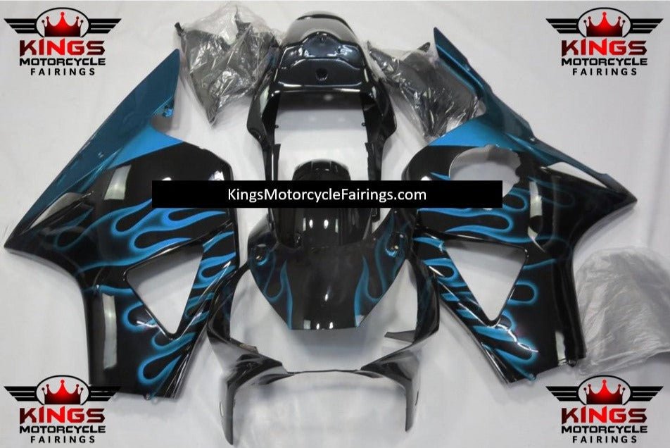 HONDA CBR900RR 954 (2002-2003) Black & Light Blue Flame Fairings at KingsMotorcycleFairings.com