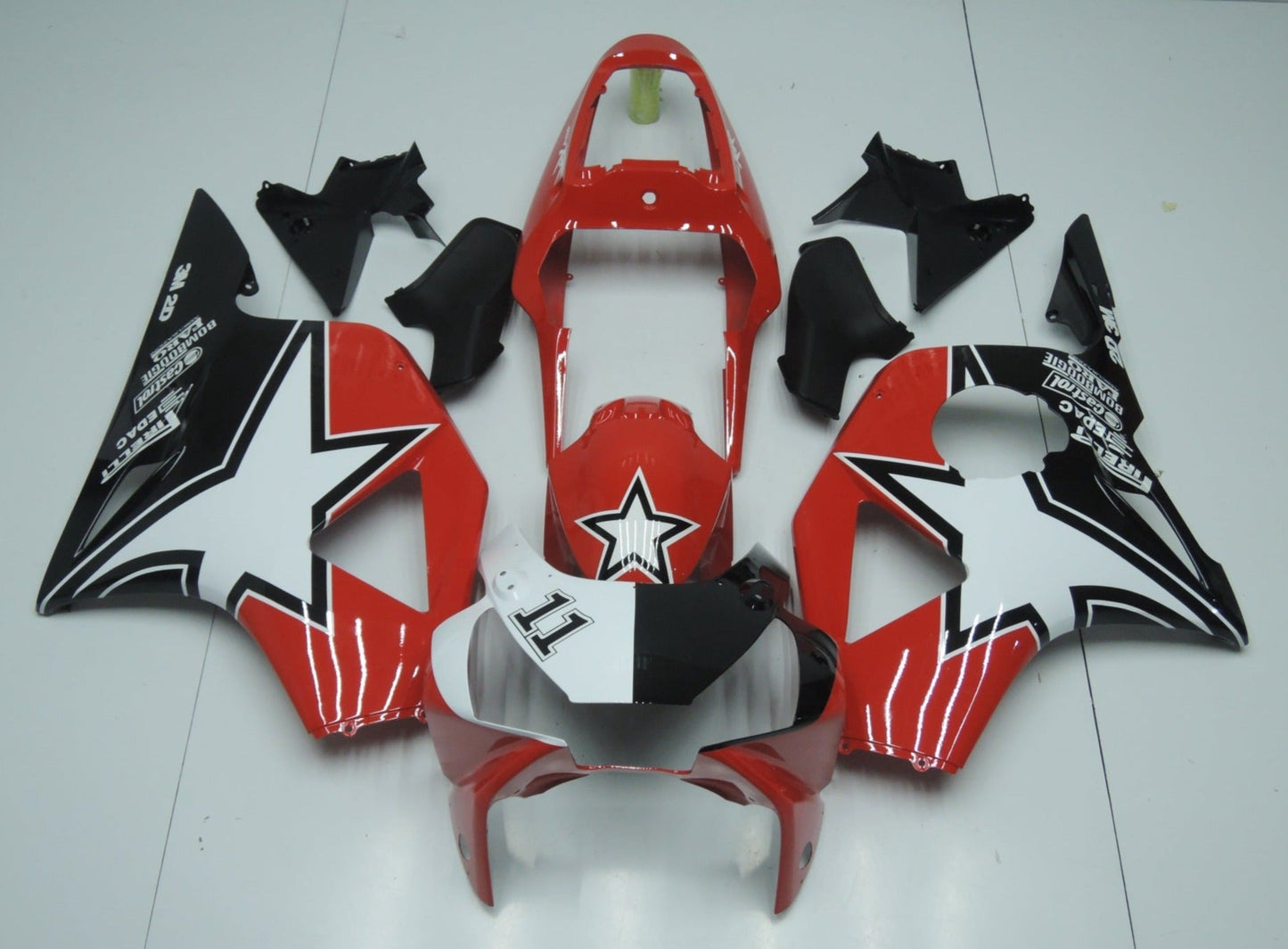 HONDA CBR900RR 954 (2002-2003) Red, Black & White Star Fairings at KingsMotorcycleFairings.com