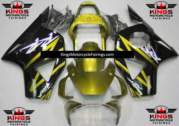 Gold, Black and White Fairing Kit for a 2002 and 2003 Honda CBR900RR 954 motorcycle at KingsMotorcycleFairings.com