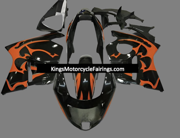 HONDA CBR1100XX Super Blackbird Fairings (1996-2007) Black, Orange, Tribal at KingsMotorcycleFairings.com