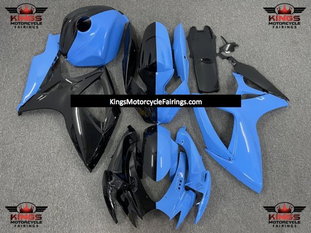 SUZUKI GSXR750 Fairing Kit (2006-2007) HALF BLACK & HALF BLUE fromKingsMotorycleFairings.com