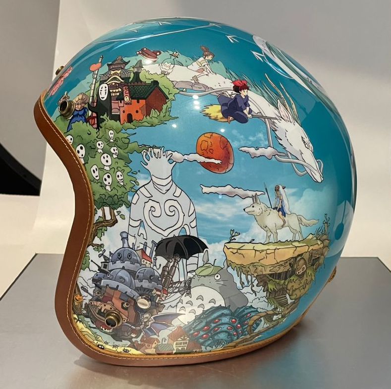 Hand Painted Motorcycle Helmet, Anime Retro Hand Painted Motorcycle Helmet, Anime Retro