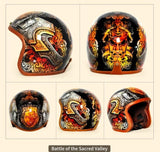 Hand Painted Battle of the Sacred Valley Retro Motorcycle Helmet is brought to you by KingsMotorcycleFairings.com
