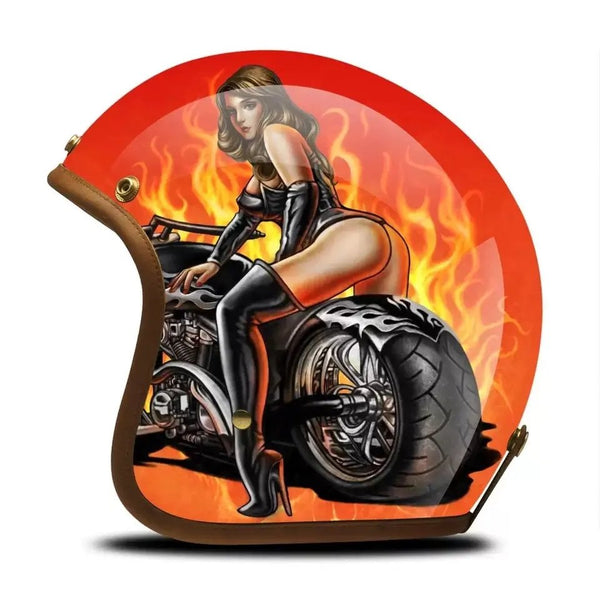 Hand Painted Biker Babe Motorcycle Helmet is brought to you by KingsMotorcycleFairings.com