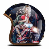 Hand Painted Biker Babe & Skeleton Motorcycle Helmet is brought to you by KingsMotorcycleFairings.com