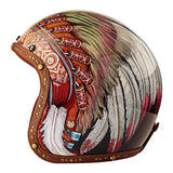 Hand Painted Feather Headdress Retro Motorcycle Helmet is brought to you by KingsMotorcycleFairings.com