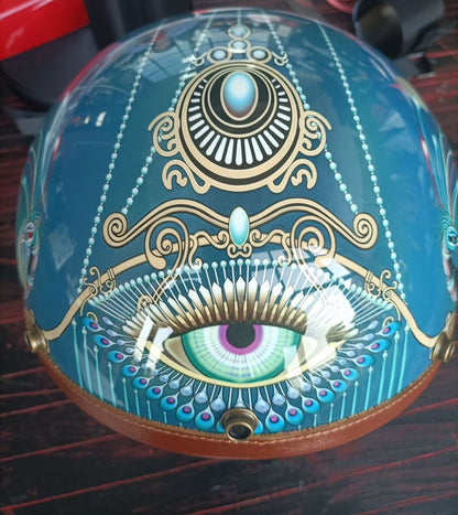 Hand Painted Peacock Motorcycle Helmet is brought to you by KingsMotorcycleFairings.com
