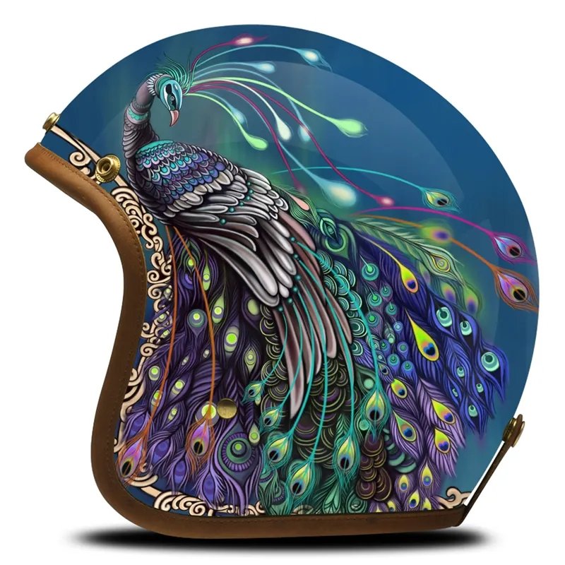 Hand Painted Peacock Motorcycle Helmet is brought to you by KingsMotorcycleFairings.com