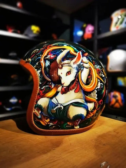 Hand Painted White Rabbit Motorcycle Helmet is brought to you by KingsMotorcycleFairings.com