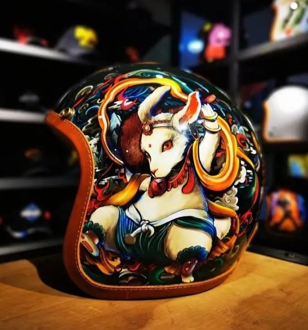 Hand Painted White Rabbit Motorcycle Helmet is brought to you by KingsMotorcycleFairings.com
