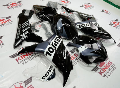 Honda CBR1000RR (2006-2007) Gray, Black & White Repsol Fairing Kit - KingsMotrocycleFairings.com