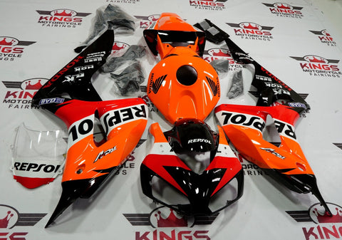 Honda CBR1000RR (2006-2007) Orange, Black, Red & White REPSOL Fairings - KingsMotorcycleFairings.com