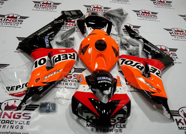 Honda CBR1000RR (2006-2007) Orange, Black, Red, White & Gray REPSOL Fairings at KingsMotorcycleFairings.com