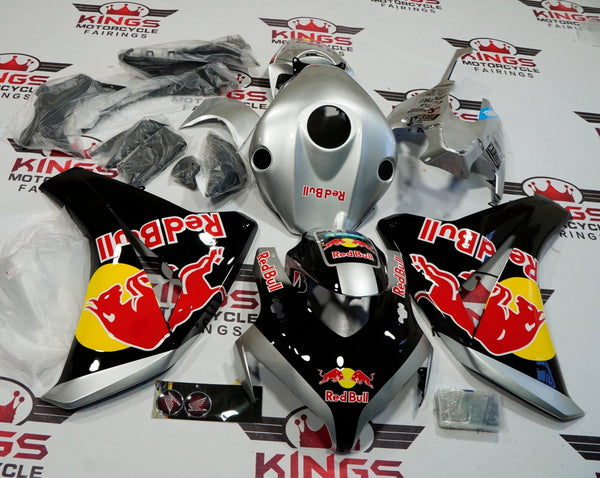Honda CBR1000RR (2008-2011) Silver & Black RedBull Fairings at KingsMotorcycleFairings.com