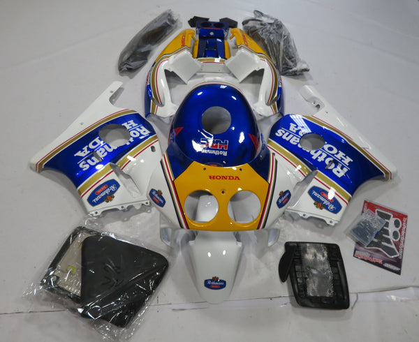 White, Blue, Yellow, Red and Gold Rothmans Fairing Kit for a 1990, 1991, 1992, 1993, 1994, 1995, 1996, 1997 & 1998 Honda CBR250 MC22 motorcycle