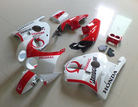 White, Red and Black Pramac Fairing Kit for a 1990, 1991, 1992, 1993, 1994, 1995, 1996, 1997 & 1998 Honda CBR250 MC22 motorcycle