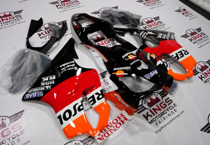 Honda CBR600F4i (2001-2003) Black, Orange, Red & White Repsol Fairings at KingsMotorcycleFairings.com