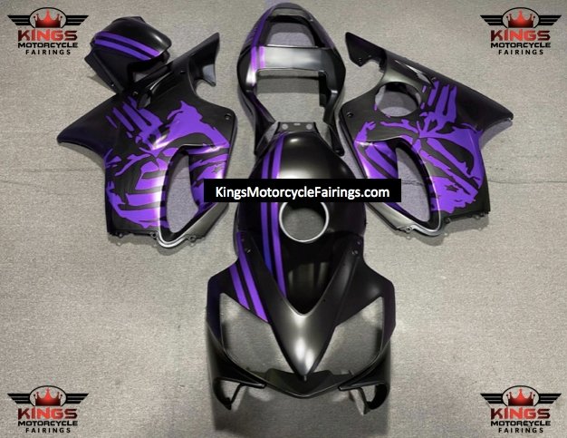 Honda CBR600F4i (2001-2003) Matte Black & Purple Skull Fairings at KingsMotorcycleFairings.com