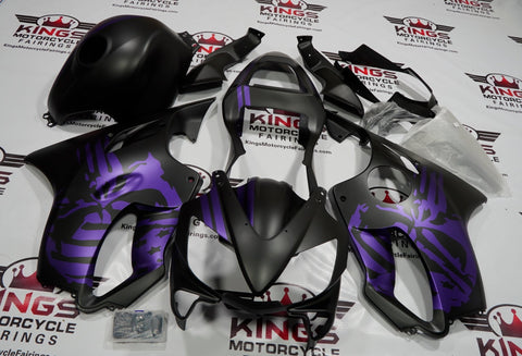 Honda CBR600F4i (2001-2003) Matte Black & Purple Skull Fairings at KingsMotorcycleFairings.com