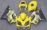 Yellow and Matte Silver Fairing Kit for a 2001, 2002, 2003 Honda CBR600F4i motorcycle
