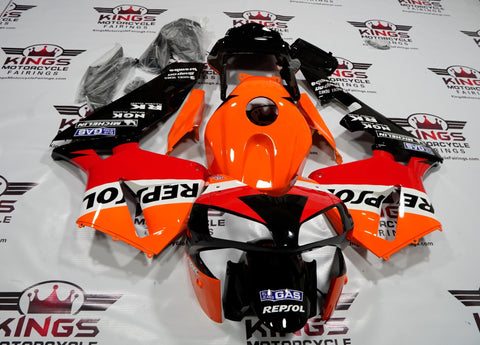 Honda CBR600RR (2003-2004) Black, Orange, White & Red Repsol Fairings at KingsMotorcycleFairings.com