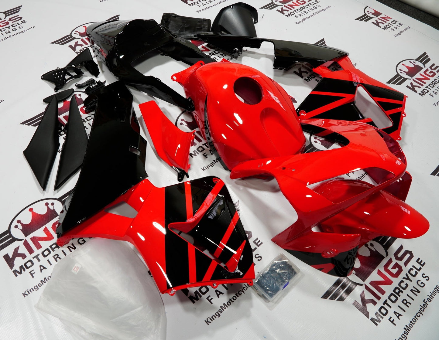 Honda CBR600RR (2003-2004) Black & Red Fairings at KingsMotorcycleFairings.com