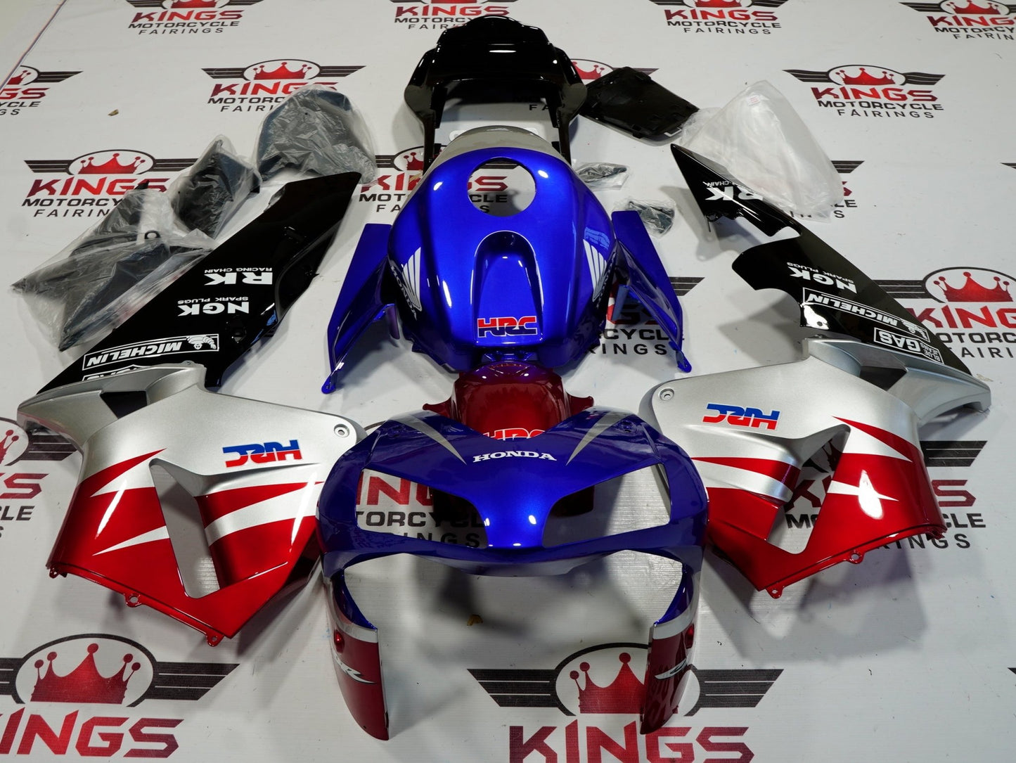 Honda CBR600RR (2003-2004) Blue, Red, Silver & Black Fairings at KingsMotorcycleFairings.com