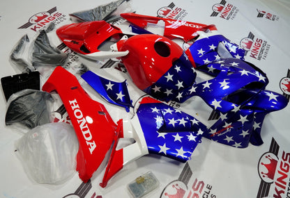 Red, White and Blue American Flag Fairing Kit for a 2005, 2006 Honda CBR600RR motorcycle at KingsMotorcycleFairings.com