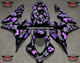 Black, Gray and Light Purple Camouflage Fairing Kit for a 2007 and 2008 Honda CBR600RR motorcycle