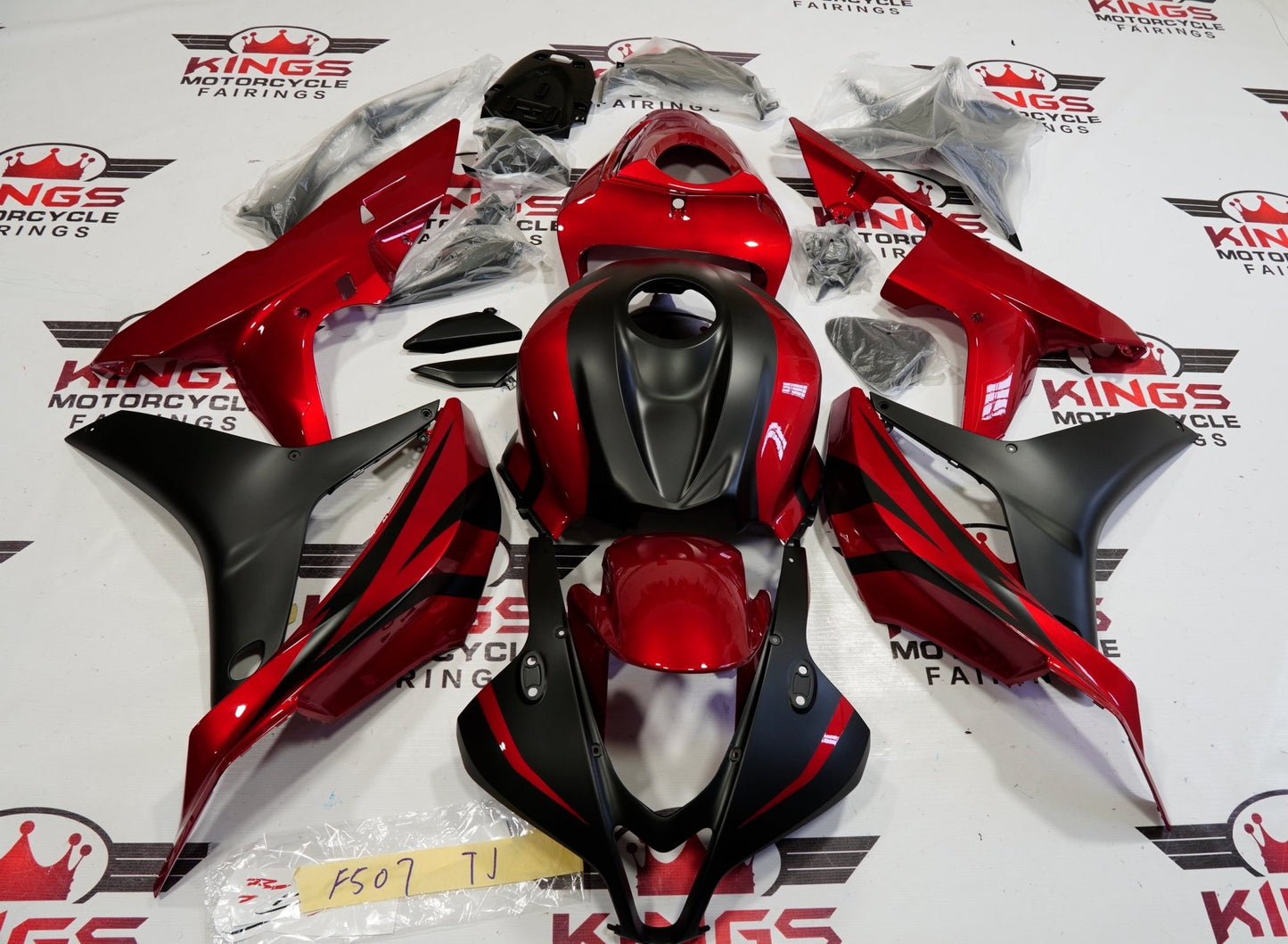 Honda CBR600RR (2007-2008) Candy Apple Red & Matte Black Fairings