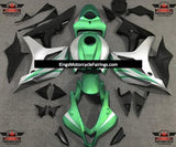 Green, Silver and Black Fairing Kit for a 2007 and 2008 Honda CBR600RR motorcycle
