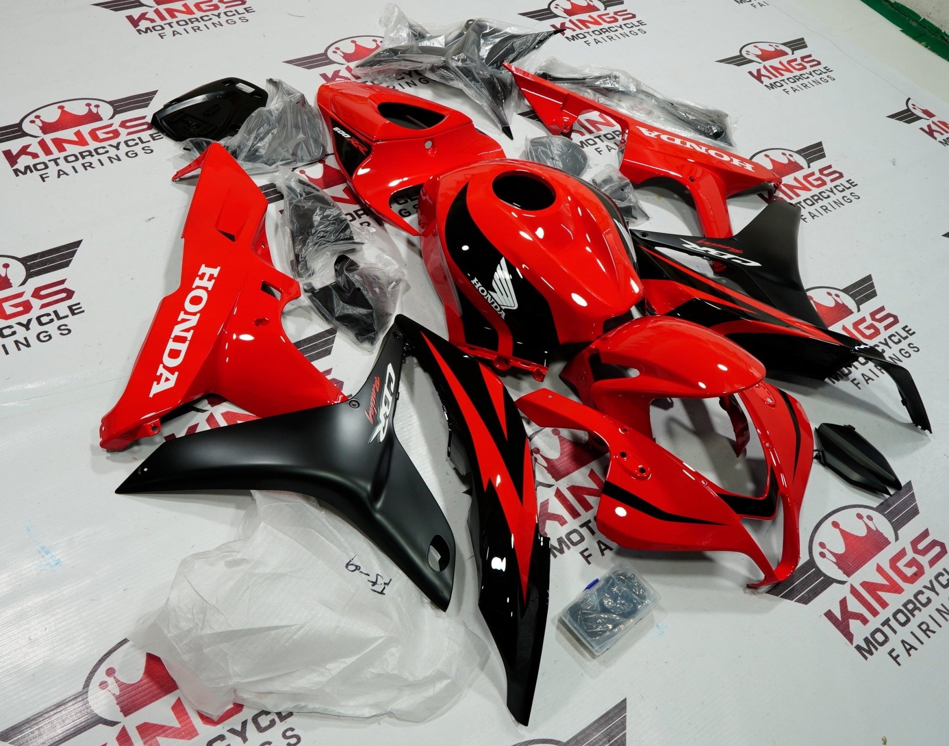 Honda CBR600RR (2007-2008) Red & Black Fairings - KingsMotorcycleFairings.com