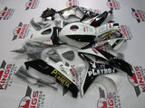 White and Black Playboy Fairing Kit for a 2007 and 2008 Honda CBR600RR motorcycle