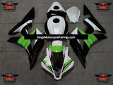 White, Black and Green Fairing Kit for a 2007 and 2008 Honda CBR600RR motorcycle