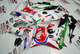 Honda CBR600RR (2007-2008) White, Red, Blue & Green Pata Fairings at KingsMotorcycleFairings.com