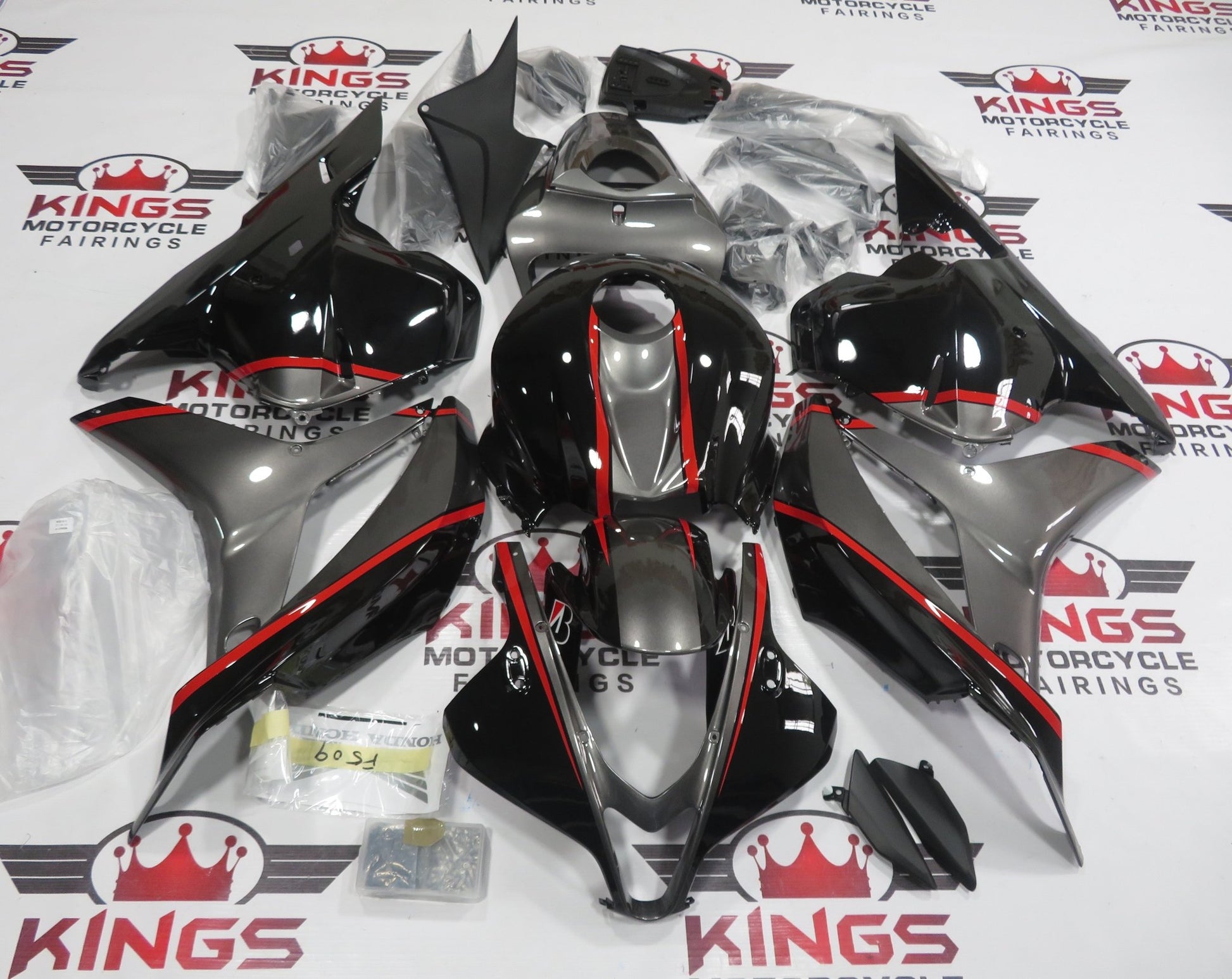 Honda CBR600RR (2009-2012) Black, Silver & Red Bridgestone Fairings at KingsMotorcycleFairings.com