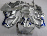 Silver and Blue Tribal Fairing Kit for a 2000 and 2001 Honda CBR900RR 929 motorcycle at KingsMotorcycleFairings.com