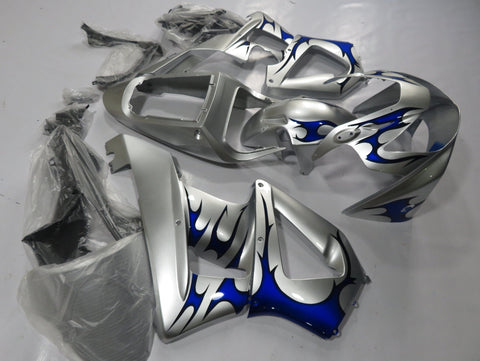 Silver and Blue Tribal Fairing Kit for a 2000 and 2001 Honda CBR900RR 929 motorcycle at KingsMotorcycleFairings.com