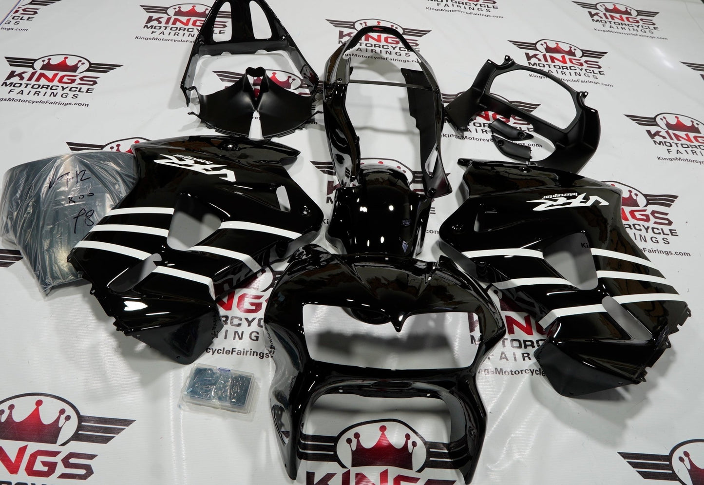 Honda VFR800 (1998-2001) Black & White Fairings at KingsMotorcycleFairings.com