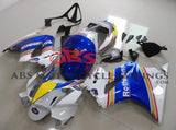 White, Blue and Yellow Rothmans Fairing Kit for a 2002, 2003, 2004, 2005, 2006, 2007, 2008, 2009, 2010, 2011, 2012 and 2013 Honda VFR800 motorcycle