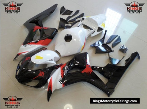 Honda CBR1000RR Fairings (2006-2007) Black, White, Red, Yellow Splash at KingsMotorcycleFairings.com
