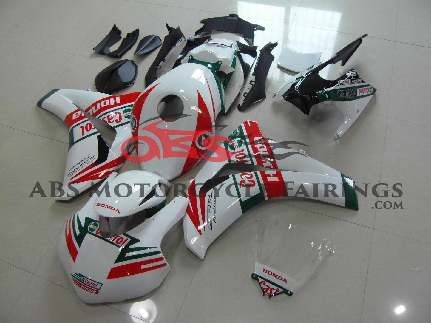 Honda CBR1000RR Race Fairings (2008-2011) White Castrol from KingsMotorcycleFairings.com