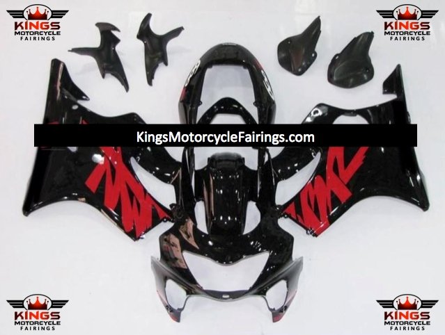 Honda CBR600F4 Fairings (1999-2000) Black Gloss, Red at KingsMotorcycleFairings.com