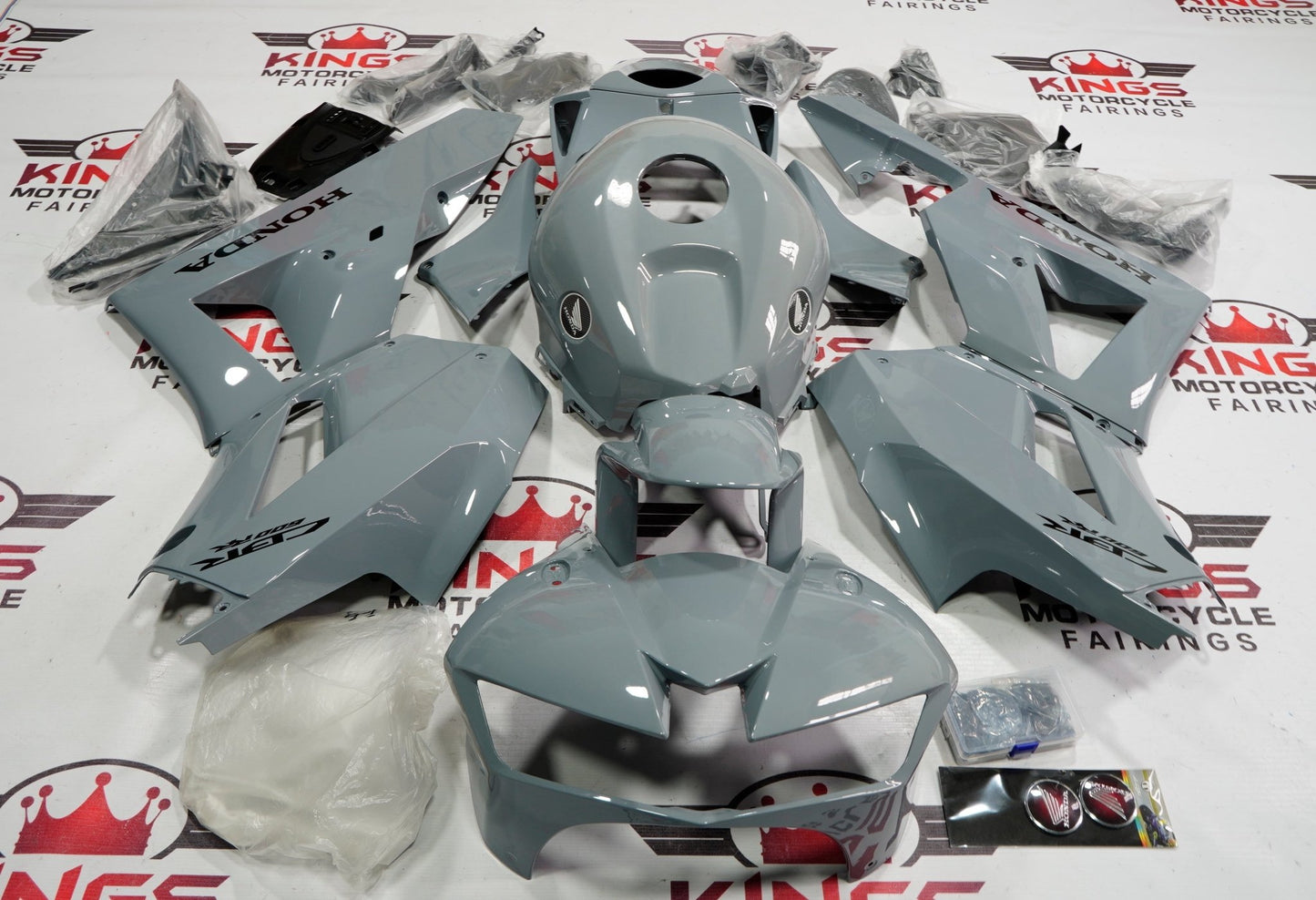 Honda CBR600RR Fairings (2013-2023) Nardo Gray, Black at KingsMotorcycleFairings.com