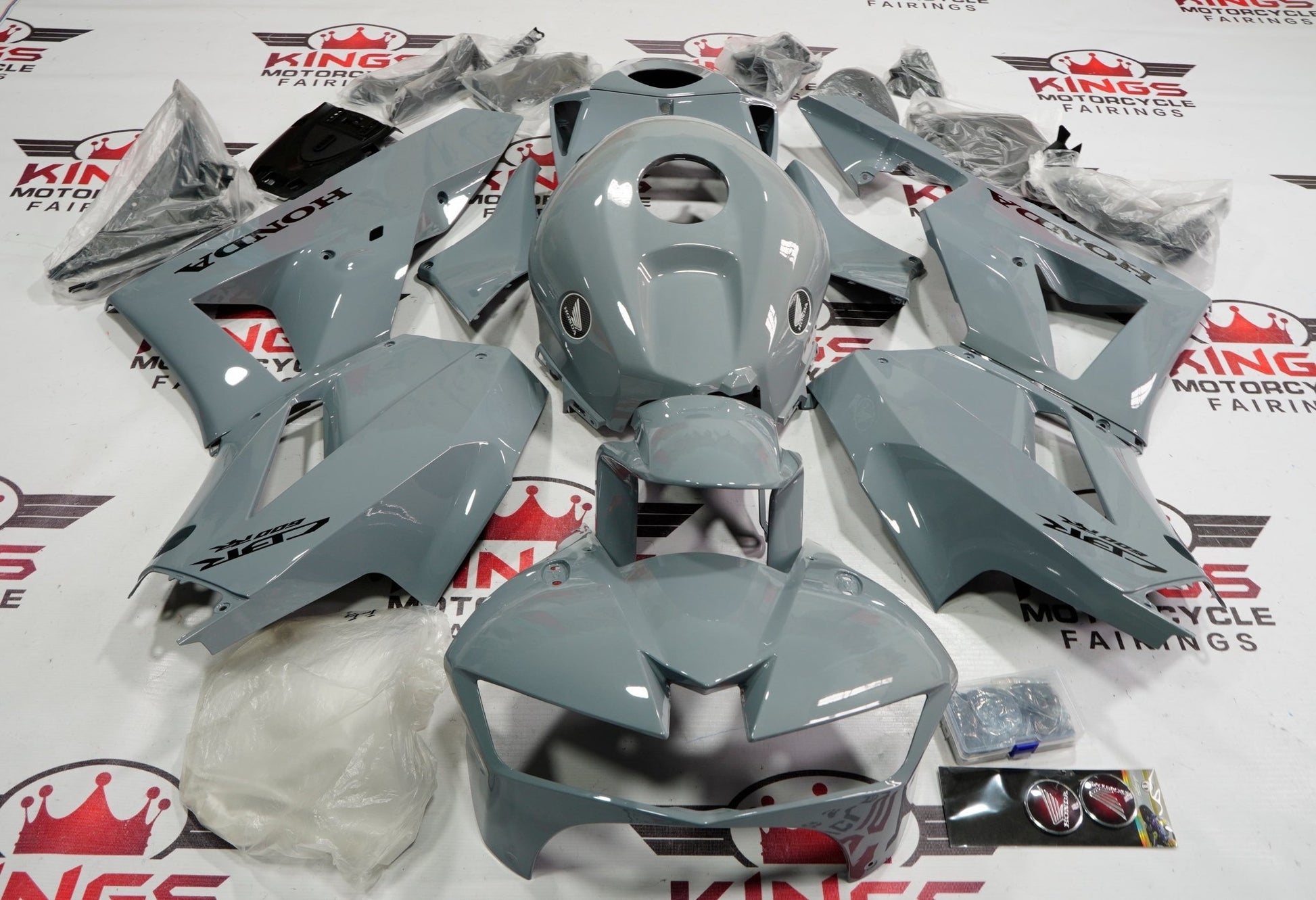Honda CBR600RR Fairings (2013-2023) Nardo Gray, Black at KingsMotorcycleFairings.com