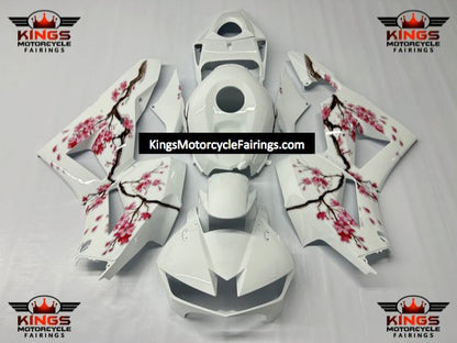 Honda CBR600RR Fairing Kit (2013-2023) White, Pink Blossom at KingsMotorcycleFairings.com